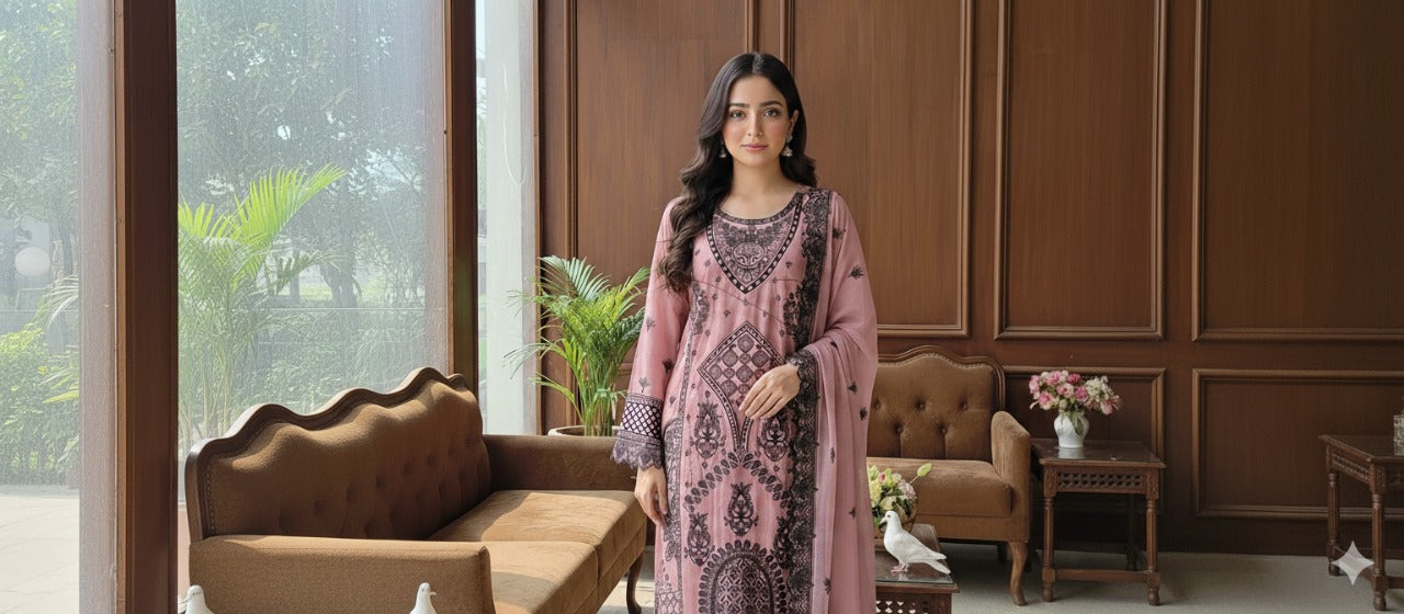 Embroidered Pink Shirt: