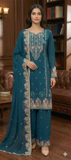 3 piece stitched embroidered chiffon suit