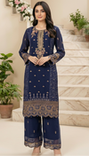 3 piece stitched embroidered chiffon suit