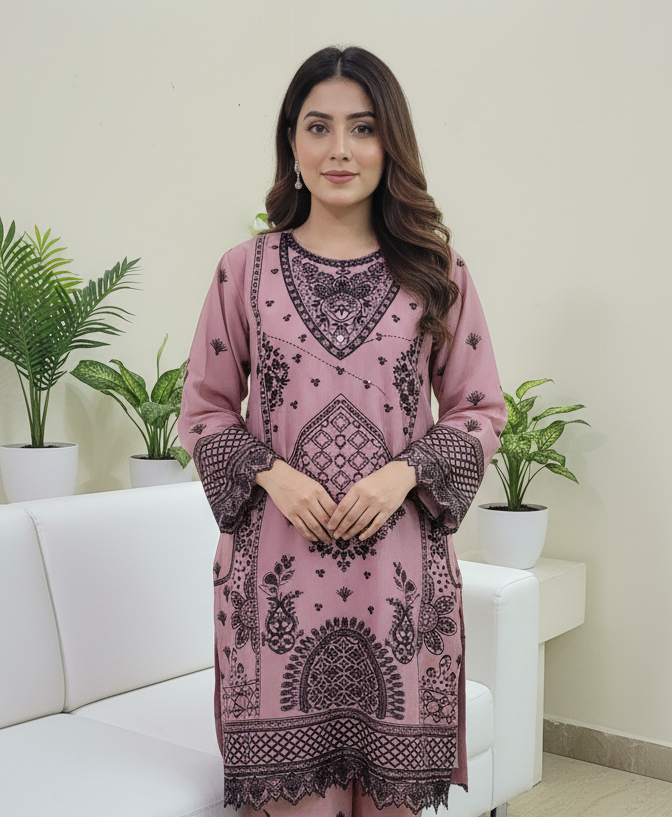 Embroidered Pink Shirt: