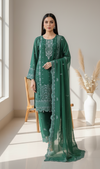 3 piece stitched embroidered chiffon suit