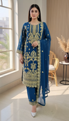 3 piece stitched embroidered chiffon suit